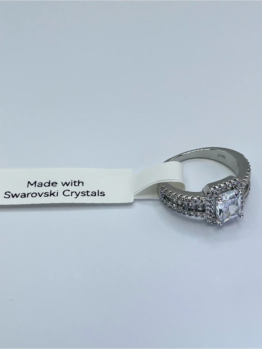 Swarovski Crystal Elements White Crystal Halo Art Deco Statement Ring Sz 9